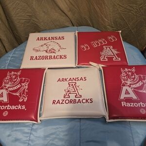Set Of 5 Vintage Arkansas Razorbacks Stadium Cushions Various Years Collectible